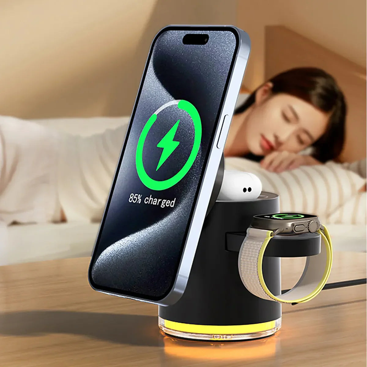 Xpower 15W 5in1 Foldable Magsafe Wireless Charging Stand - Black - Tashqila Xpower 15W 5in1 Foldable Magsafe Wireless Charging Stand - Black - Tashqila